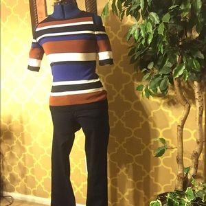 INC size XS brown blue&cream cold shoulder